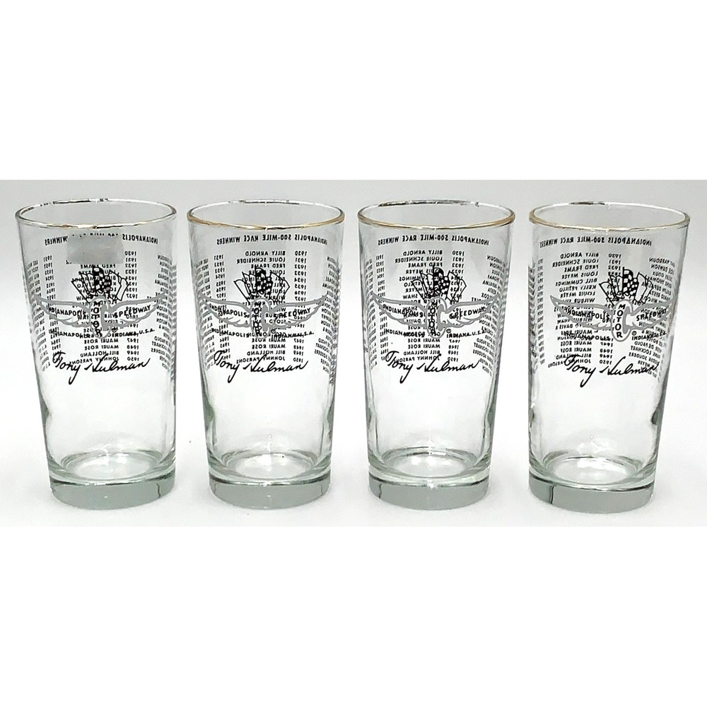 4 Vitg '67 Indianapolis Motor Speedway AJ Foyt Winner Glass Hi-Ball Set Indy 500